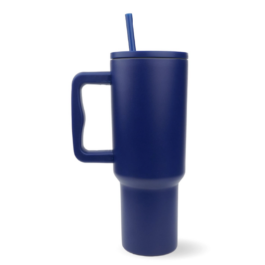 Cain Center 40 oz. Matte Navy Handled Tumbler