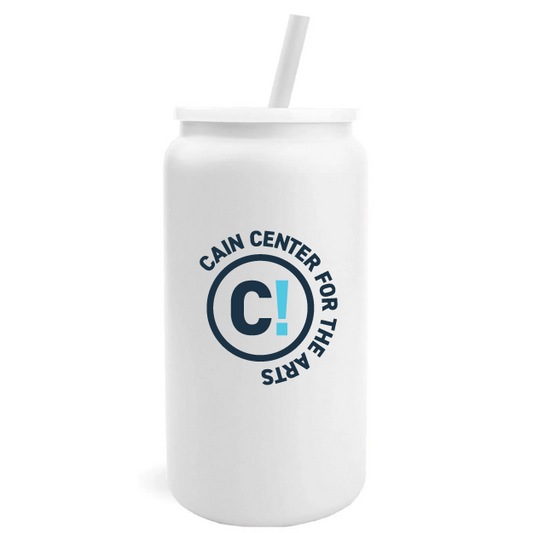 Cain Center 16 oz powder coated "Can" glassware